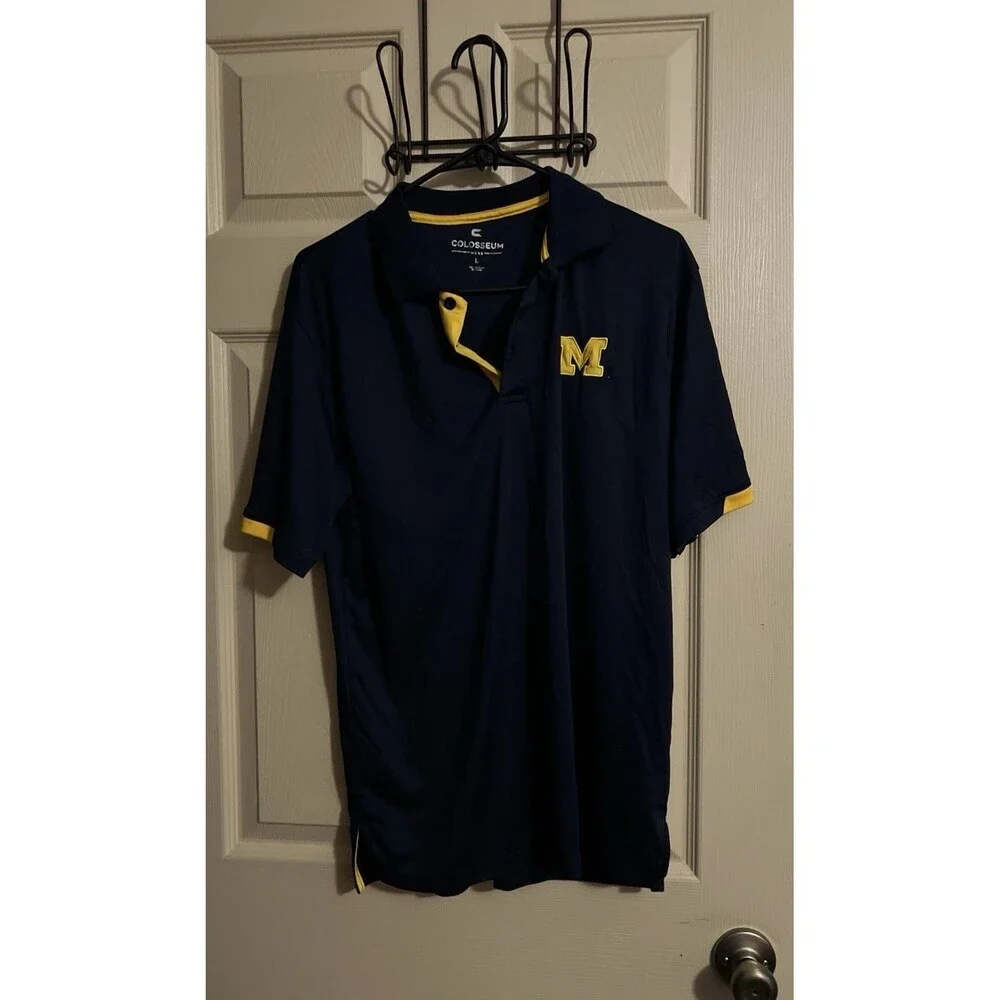Michigan Wolverines Shirt Mens Large Colosseum Polo Adult College Sports - Picture 1 of 5
